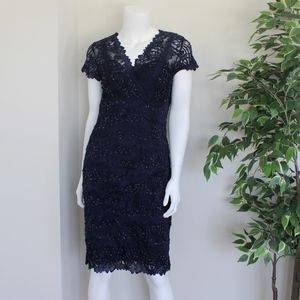 Navy Blue Beaded Cocktail Dress